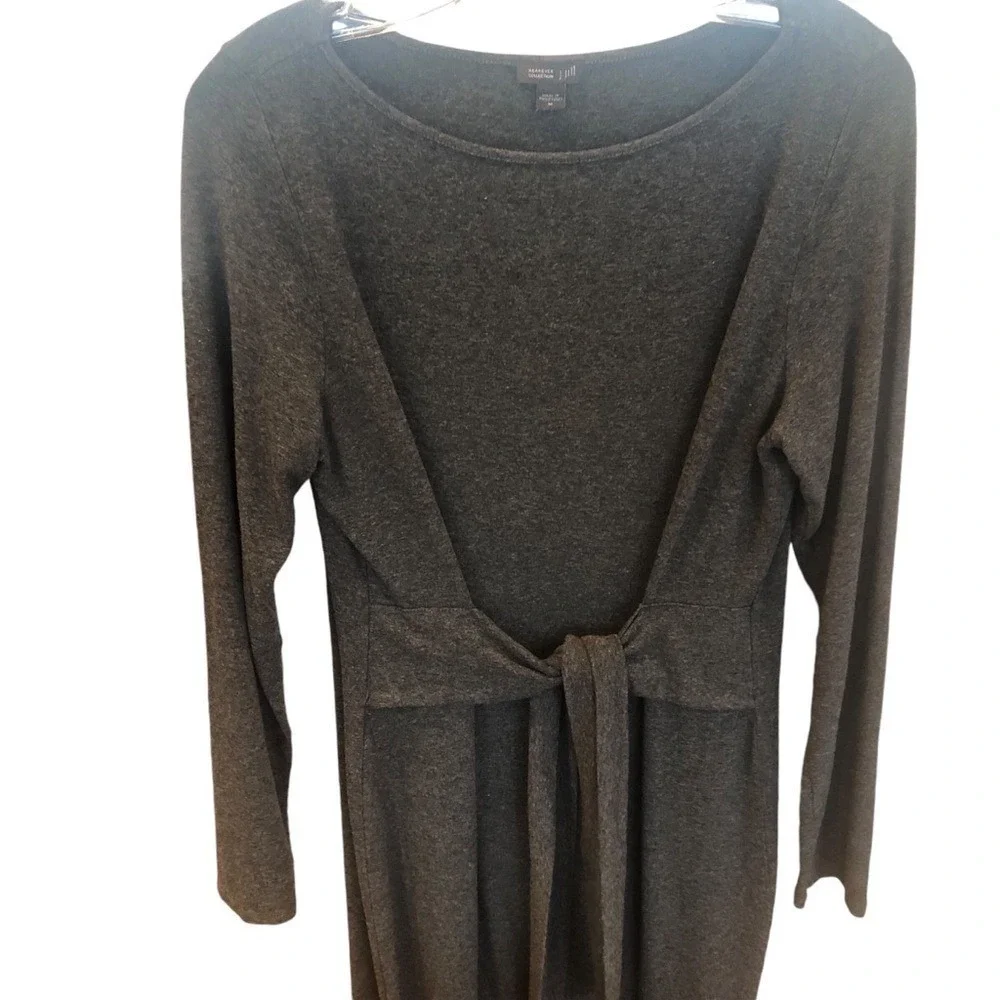 J Jill‎ Wearever Collection Career Charcoal Tie Front Knee Length Dress Medium